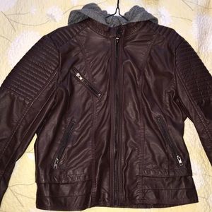 Faux brown leather jacket